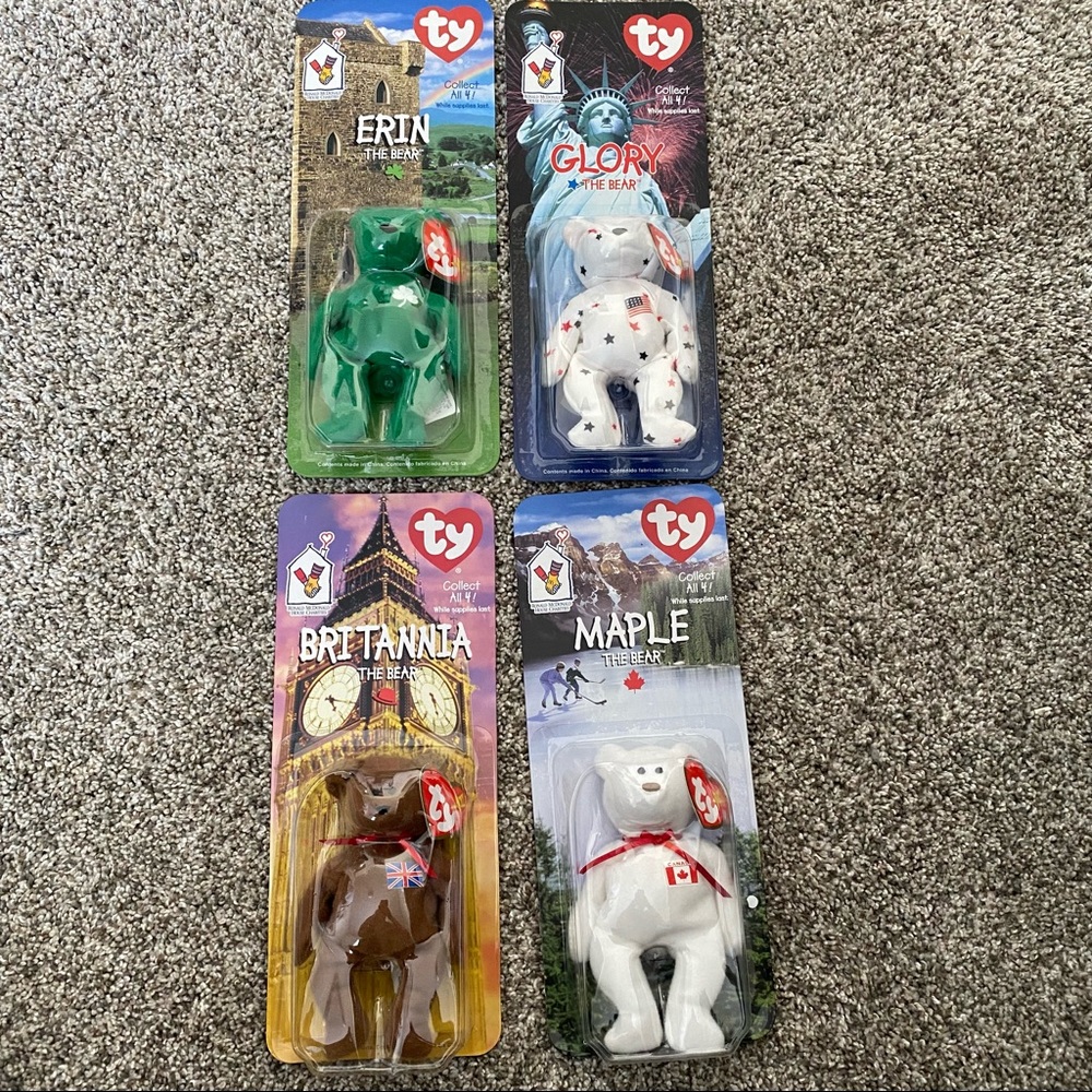 New McDonald’s 1999 Ty Beanie Baby set of 4 collectible teenie beanie babies.